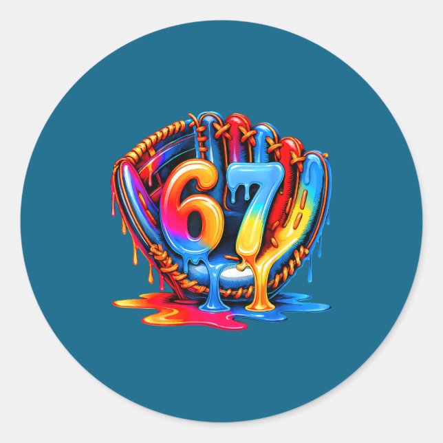 67 Drip Baseball Life Style 101 Apparel Youth Drip Runder Aufkleber (Vorderseite)