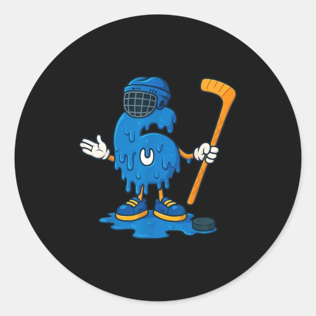 67 Drip Ice Cream Hockey Player  Runder Aufkleber (Vorderseite)