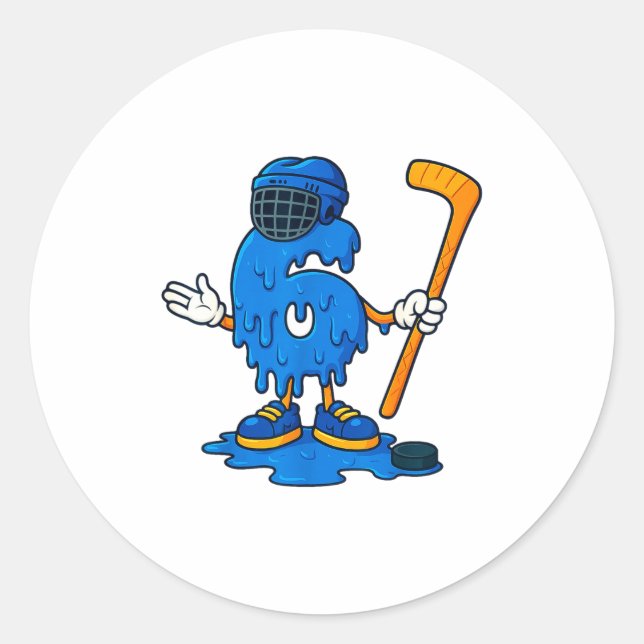 67 Drip Ice Cream Hockey Player  Runder Aufkleber (Vorderseite)