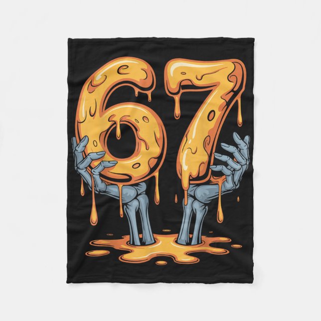 67 Drip Lustiger Halloween-Skelett 67 Meme Eiscrem Fleecedecke (Vorderseite)