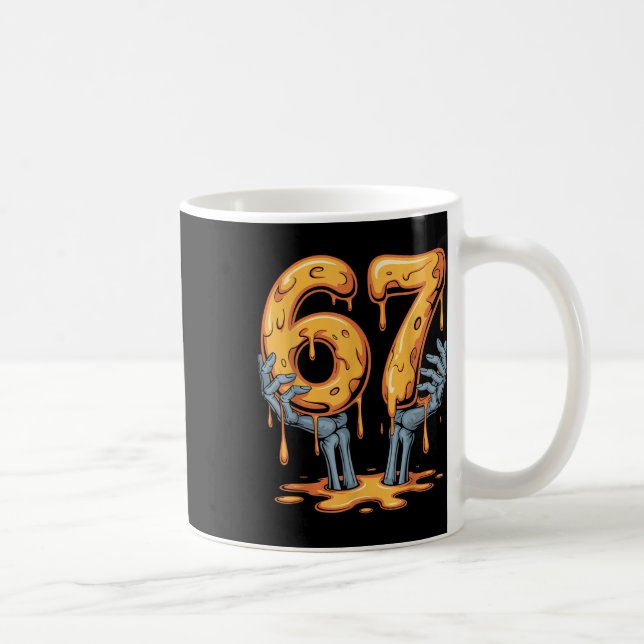 67 Drip Lustiger Skelett Halloween 67 Meme Eiscrem Kaffeetasse (Rechts)