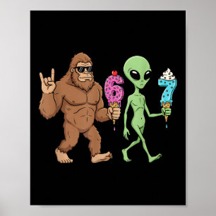 67 Drip Meme Lustig Six Seven Bigfoot Alien Sasqua Poster