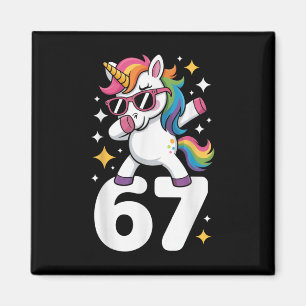 67 Einhorn Dabbing Six Seven Meme Lustig  Magnet