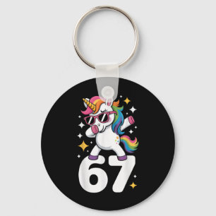 67 Einhorn Dabbing Six Seven Meme Lustig  Schlüsselanhänger