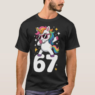 67 Einhorn Dabbing Six Seven Meme Lustig T-Shirt