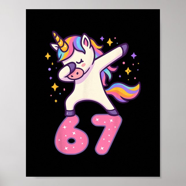 67 Einhorn für Mädchen Six Sieben Meme Brainrot Fu Poster (Vorne)