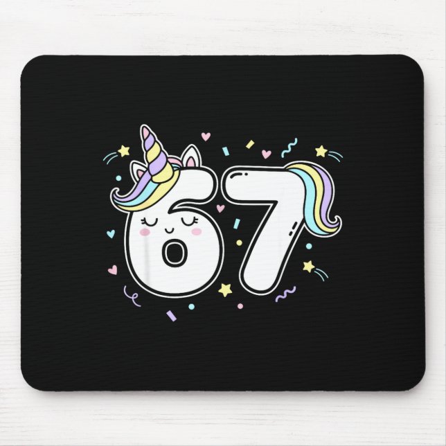 67 Einhorn Six Seven 6-7 Meme  Mousepad (Vorne)