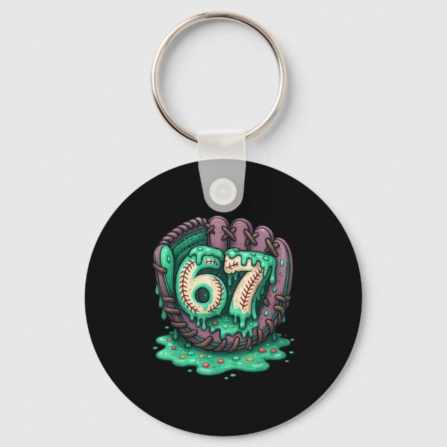 67 Eis-Drip lustig sechs sieben Baseball  Schlüsselanhänger (Vorderseite)