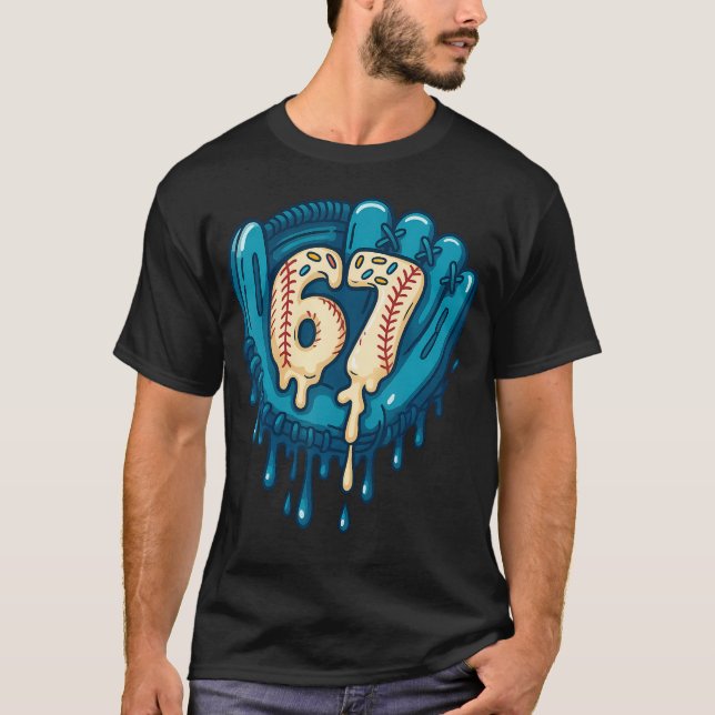67 Eis Drip Lustig Sechs Sieben Baseball T-Shirt (Vorderseite)