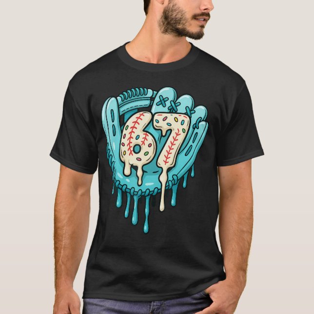 67 Eis Drip Lustiger Six Seven Baseball T-Shirt (Vorderseite)