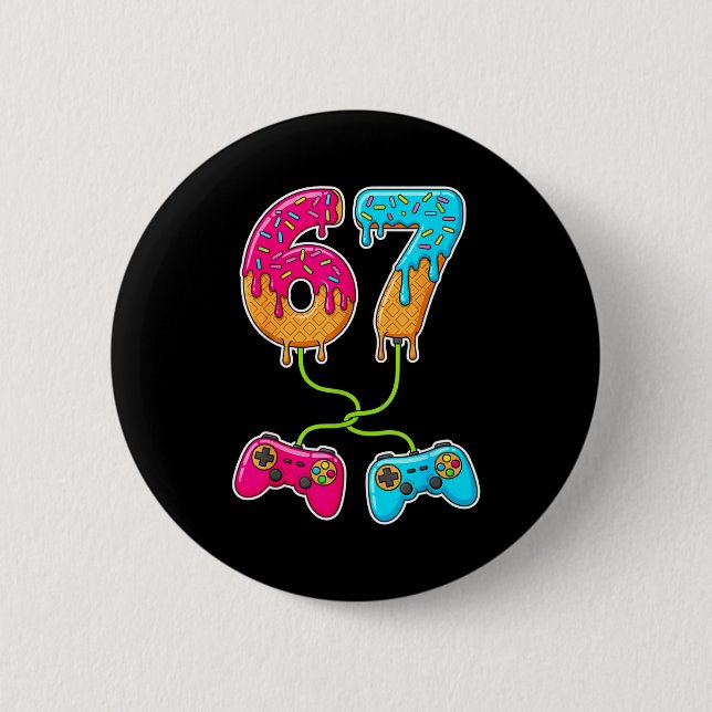 67 Eis-Drip-Meme-Gamer Sechs Sieben Gen Alpha S Button (Vorderseite)