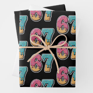 67 Eis-Drip-Meme Lustig Six Seven Gen Alpha Geschenkpapier Set