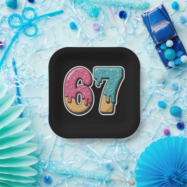 67 Eis-Drip-Meme Lustig Six Seven Gen Alpha  Pappteller (Party)