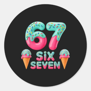 67 Eis-Drip-Meme Lustig Six Seven Gen Alpha S Runder Aufkleber