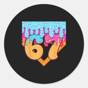 67 Eis-Drip-Meme Six Seven Gen Alpha-Slang Runder Aufkleber