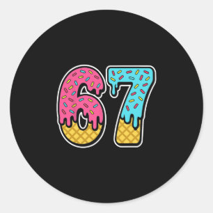 67 Eis-Drip-Meme Six Seven Lustig Gen Alpha D Runder Aufkleber