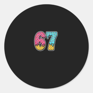 67 Eis-Drip-Meme Six Seven Lustig Gen Alpha D Runder Aufkleber