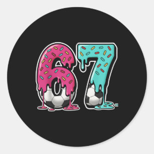 67 Eis-Drip-Soccer Gen-Alpha-Slang Six Seven Runder Aufkleber