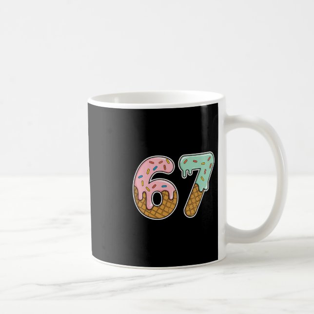 67 Eiscreme 67 Meme Lustig Six Seven Gen Alpha Män Kaffeetasse (Rechts)