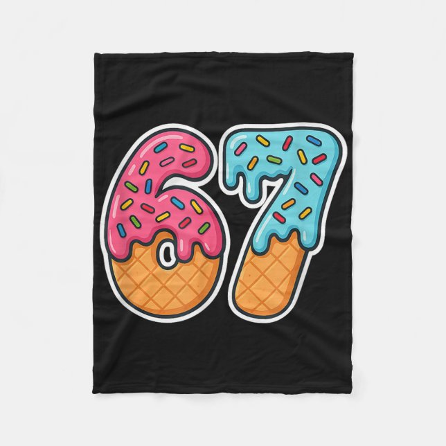 67 Eiscreme Meme Drip Six Seven Slang Gen Alpha  Fleecedecke (Vorderseite)