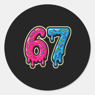 67 Eiscreme Meme Sechs Sieben Runder Aufkleber