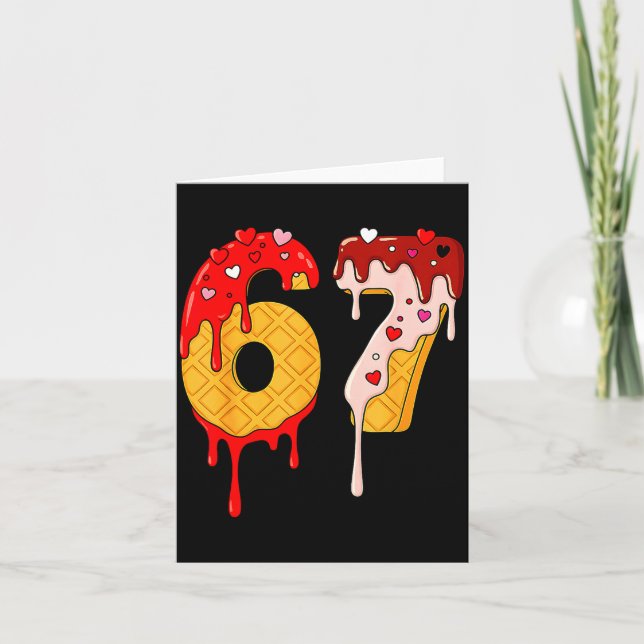 67 Eiscreme-Tropf-Meme Lustig sechs sieben Valenti Karte (Vorderseite)