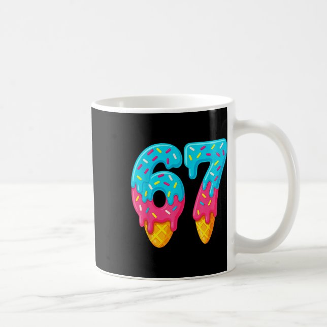 67 Eiscreme-Tropf-Meme Lustig Six Seven Gen Alpha  Kaffeetasse (Rechts)