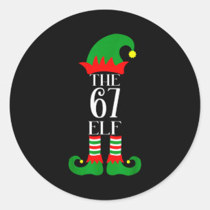 67 Elf Weihnachtskostüm Pyjama 67 Meme Gen Alpha  Runder Aufkleber