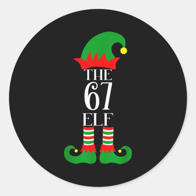 67 Elf Weihnachtskostüm Pyjama 67 Meme Gen Alpha  Runder Aufkleber (Vorderseite)