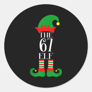 67 Elf Weihnachtskostüm Pyjama 67 Meme Gen Alpha  Runder Aufkleber