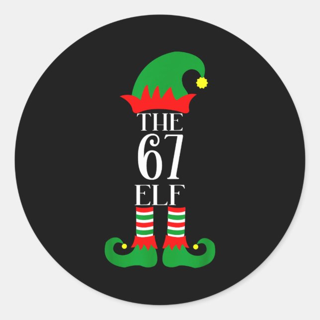 67 Elf Weihnachtskostüm Pyjama 67 Meme Gen Alpha  Runder Aufkleber (Vorderseite)