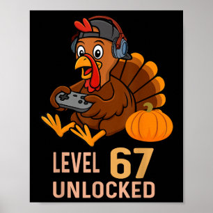 67 Erntedankfest Jungen Truthahn Gamer Six Seven M Poster