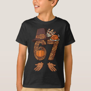 67 Erntedankfest Truthahn Lustig 6 7 Meme Jungen T T-Shirt
