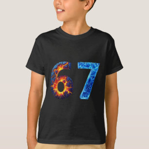67 Feuer Eis Zahl Lustig Sechs Sieben Meme 6 7 T-Shirt