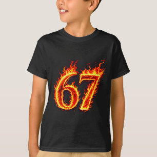 67 Feuer sechs sieben Meme Flammen Slang Zahl lust T-Shirt