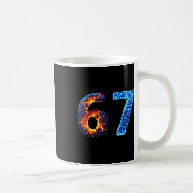67 Fire Ice Number Funny Six Seven Meme 6 7  Kaffeetasse (Rechts)