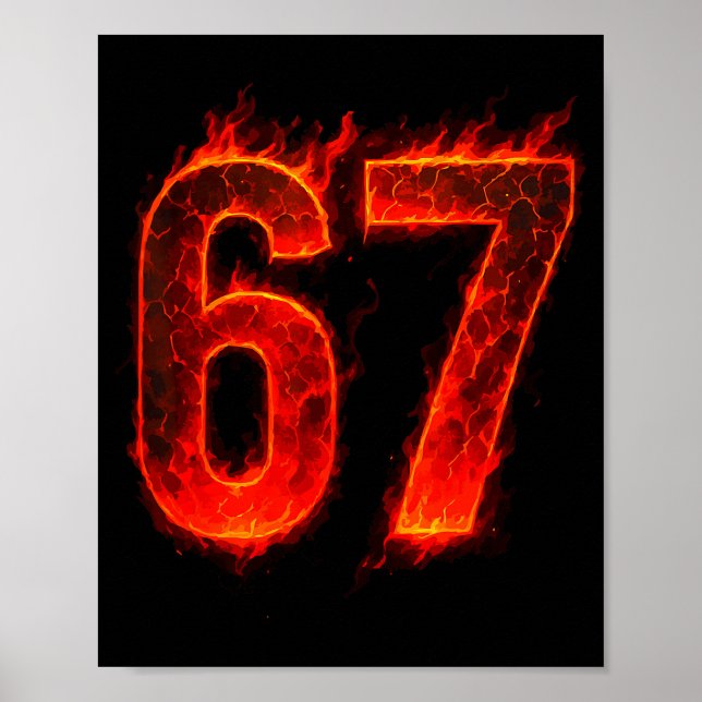 67 Flame Number Six Seven Meme 67 Kid  Poster (Vorne)