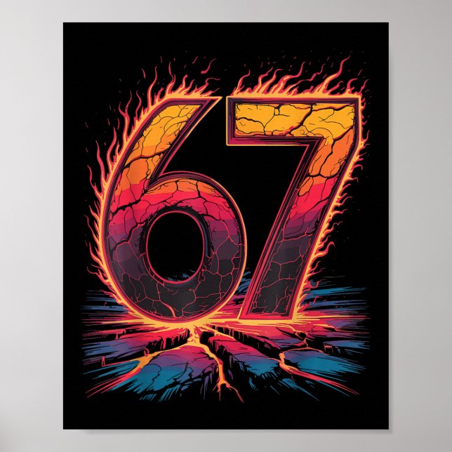 67 Flame Number Six Seven Meme 67 Kid  Poster (Vorne)