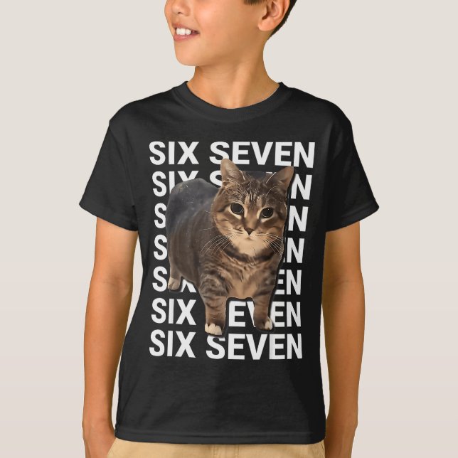 67 Funny Cat Six Seven Meme Gen Z Alpha Humor Anim T-Shirt (Vorderseite)