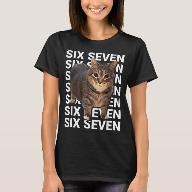 67 Funny Cat Six Seven Meme Gen Z Alpha Humor Anim T-Shirt (Vorderseite)