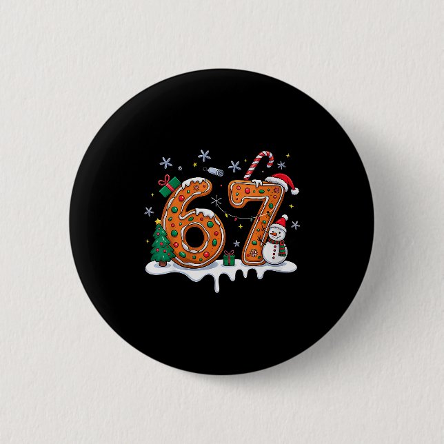 67 Funny Gingerbread Christmas Cookie Men Women 67 Button (Vorderseite)