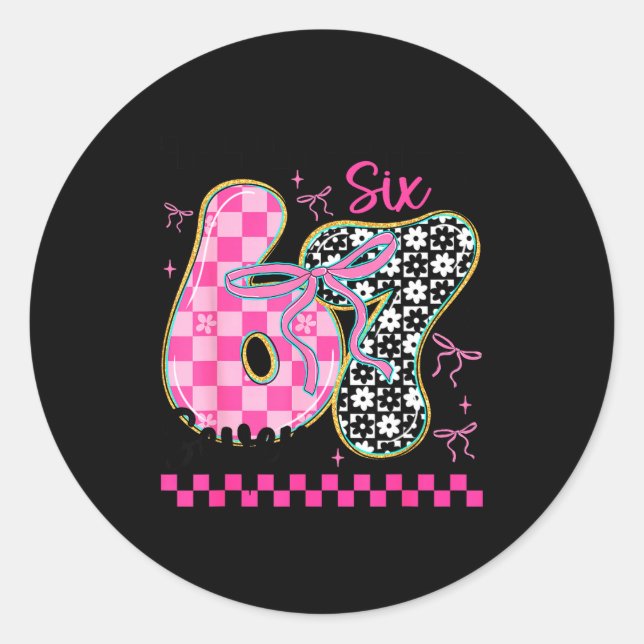 67 Funny Meme Filled With Hearts Six Seven Valenti Runder Aufkleber (Vorderseite)