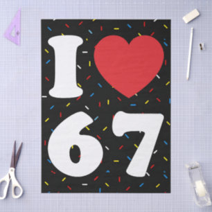 67 Funny Meme I Liebe Six Sieben 67. Geburtstag Seidenpapier