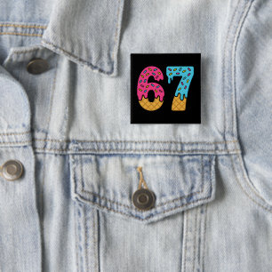 67 Funny Meme Ice Cream Six Seven Gen Alpha Button