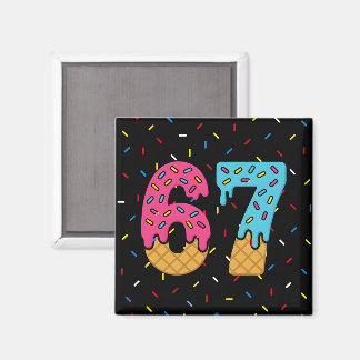 67 Funny Meme Ice Cream Six Seven Gen Alpha Magnet