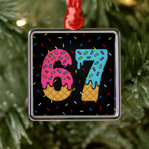 67 Funny Meme Ice Cream Six Seven Gen Alpha Ornament Aus Metall
