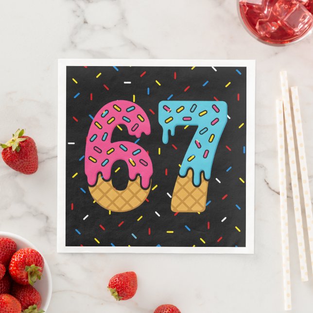 67 Funny Meme Ice Cream Six Seven Gen Alpha Serviette (Beispiel)