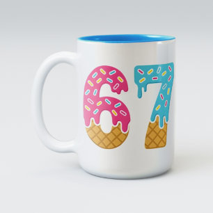 67 Funny Meme Ice Cream Six Seven Gen Alpha Zweifarbige Tasse