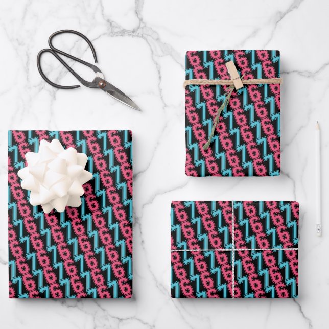 67 Funny Meme Six Seven Gen Alpha Geschenkpapier Set (Vorderseite)