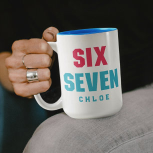 67 Funny Meme Six Seven Gen Alpha Zweifarbige Tasse